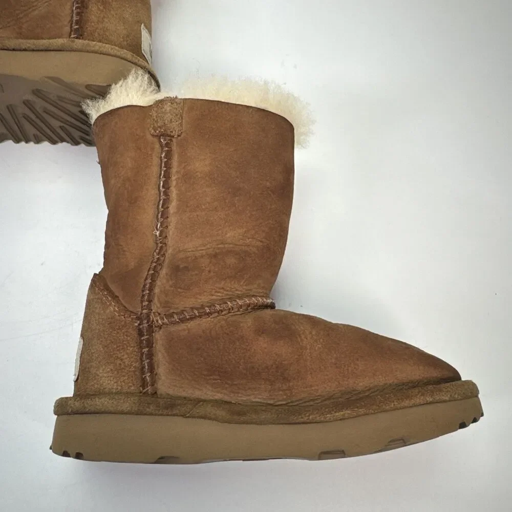 Ugg Boots Girls 9 Pala Toddler Chestnut Brown Lace-up Bow Pull On 1017737T w Box